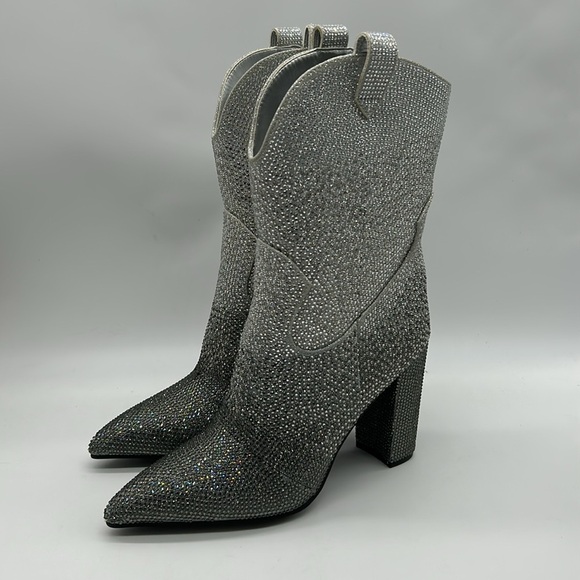 Daniel x Diamond Johnny Guitar Glitter Cowboy Boots Sz 6.5 NWT Box & Dust Bag - Picture 2 of 11